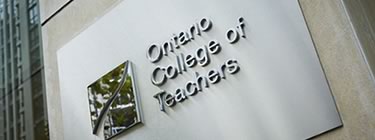 A photo of signage for the Ontario College of Teachers.